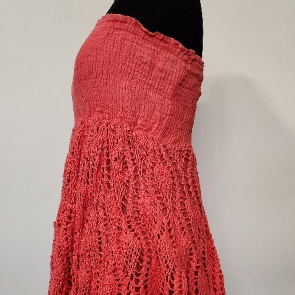 Coral crochet Strapless Sundress - Picture 6 of 12